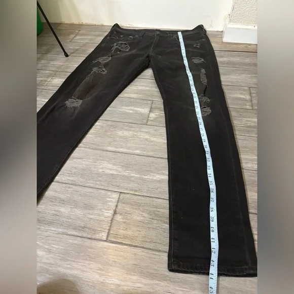 True Religion Geno Relaxed Slim Black Distressed Moto Jean Y2K Grunge Streetwear - Picture 13 of 13